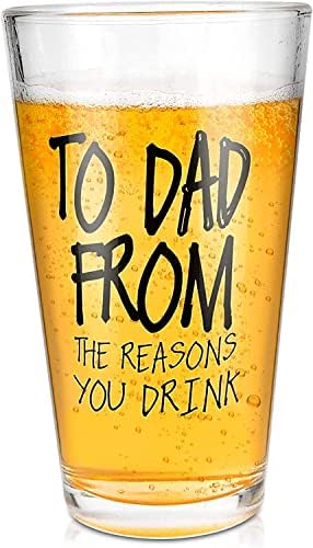 Christmas Special Gifts for Dad from Daughter or Son: 16OZ Beer Glasses to Celebrate Dad, Perfect for Christmas, Birthdays, or Father’s Day.