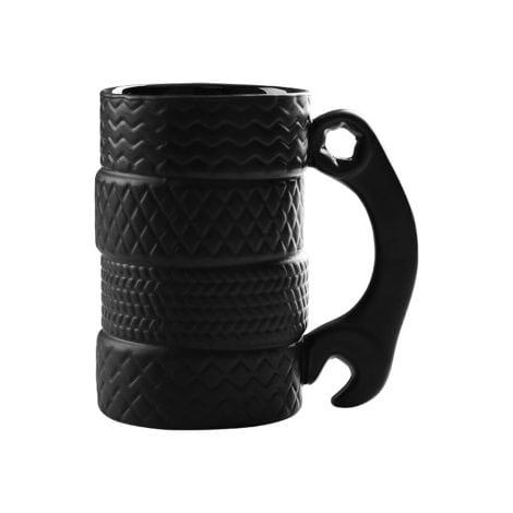 Creative Ceramic Wheel Mug – a unique 3D coffee cup resembling a tire, with a 500ML capacity. Perfect gift item.