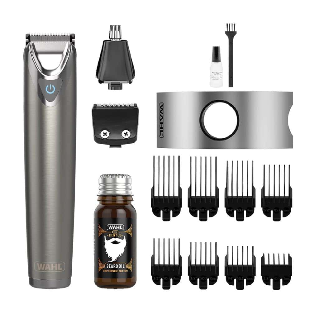 Wahl Stainless Steel Face and Body Grooming Gift Set, Beard Trimmers Men, Beard Trimming Kit, Men's Stubble Trimmers, Body Trimmers, Ear and Nose Trimming, Male Grooming Set