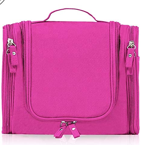 Hanging Travel Toiletry Bag, Cosmetic Kit Bags, Waterproof Shower Organizer, Large Makeup Storage Bag, Family Grooming Kit, Travel Bath Pouch Bag with Hanging Hook for Men/Women Gift Item (Rose Red)