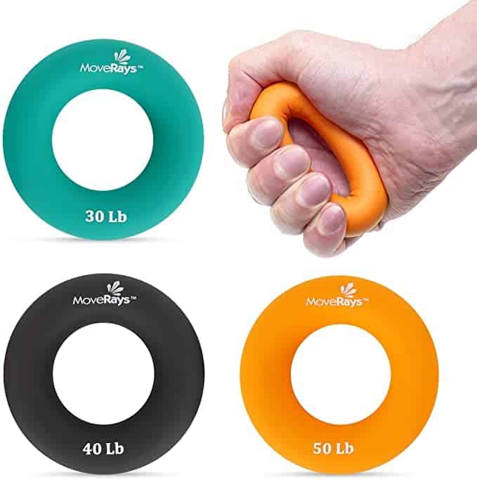 MoveRays Hand Grip Strengthener, Forearm, Fingers Exerciser - Silicone Rings for Muscle Training, Sports, Rock Climbing, Fitness