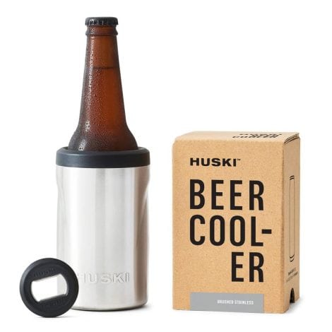 Huski Beer Cooler 2.0: A high-quality stainless steel holder that keeps cans and bottles cold, with a useful detachable opener. Ideal gift for beer enthusiasts.