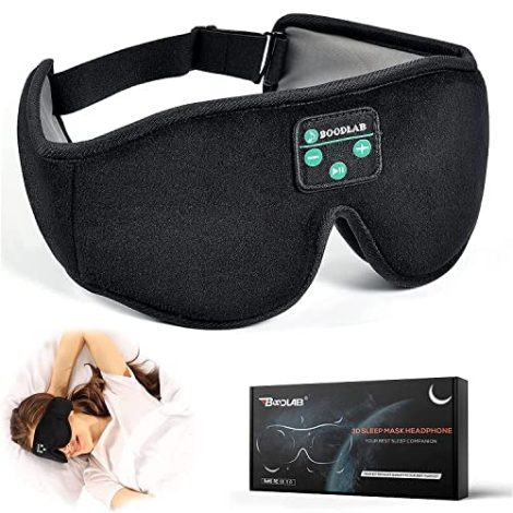 Bluetooth Sleep Mask with Slim Speakers, Boodlab 3D Sleep Mask with Wireless Washable Headphones for Insomnia, Meditation, Travel, Gift.