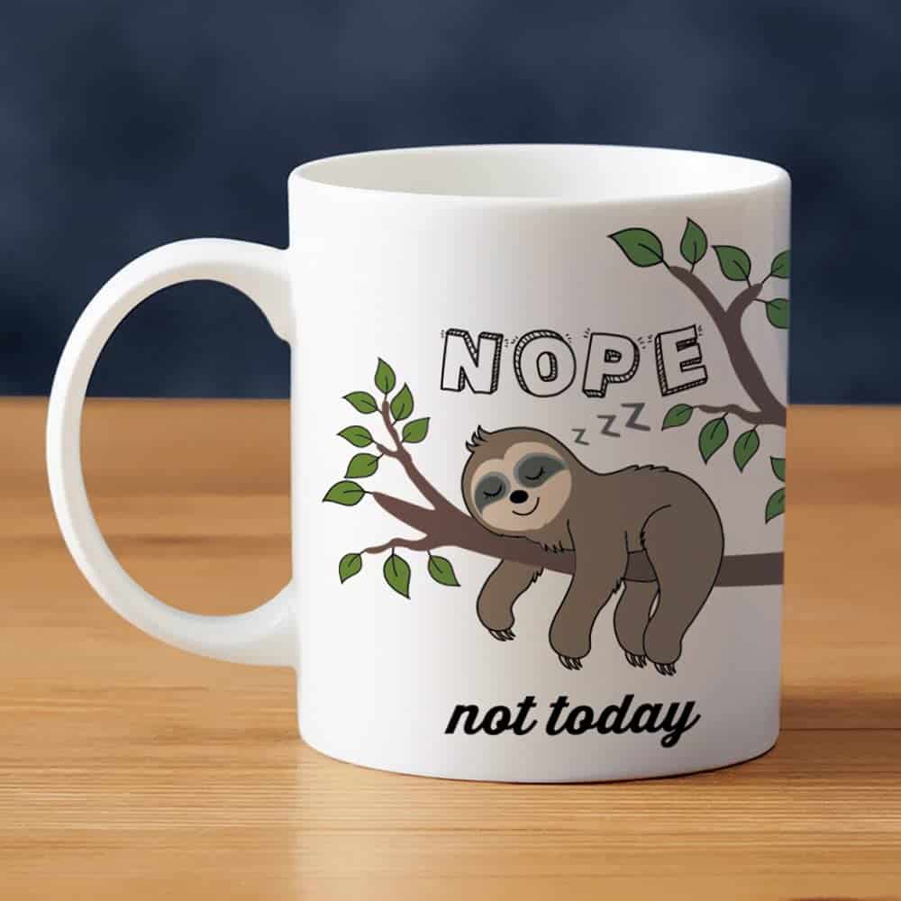 LOZACHE Cute Sloth Gifts Nope Not Today Funny Coffee Mug Have A Nice Day Ceramic Tea Cup 11oz, Kawaii Birthday Present for Men Women Wife Husband Daughter Friends Coworker