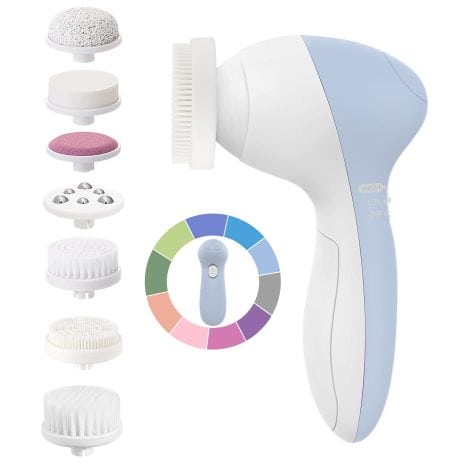 COSLUS Facial Spin Brush Face Cleansing: 7 in 1 Electric Exfoliator Spinning Cleanser Device, Waterproof, Gentle Deep Cleaning. Suitable for Women, Men, Teenage Girls. Perfect Gift Set for Skincare.