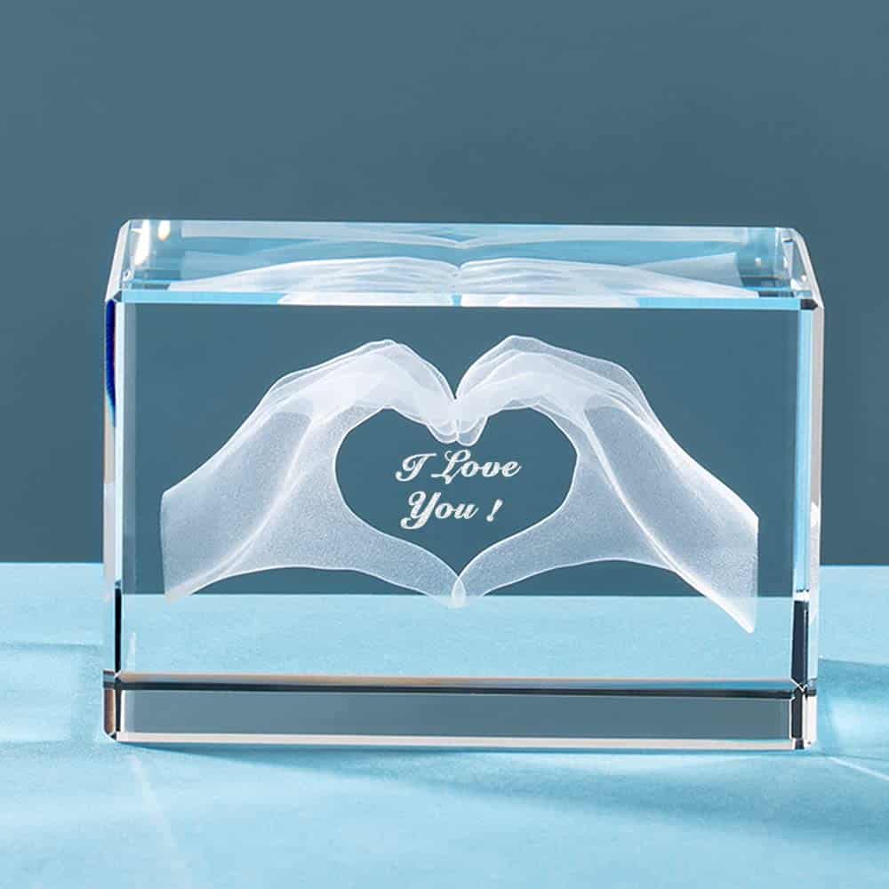 ERWEI Crystal Gifts for Her Engraved with I Love You in Cube Glass Figurines Anniversary Valentines Presents for Her Him Wife Husband Women Man Girlfriend Boyfriend