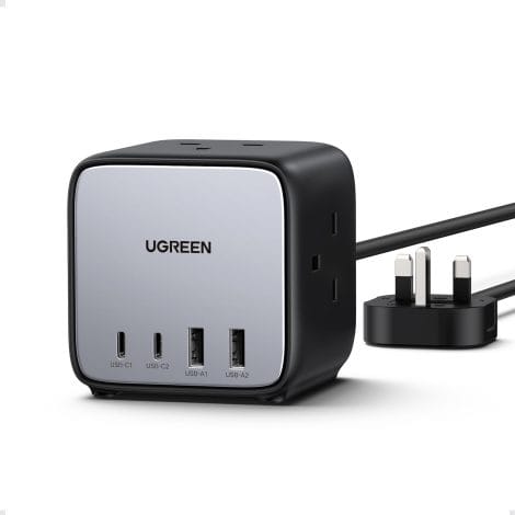 UGREEN Power Strip 65W Cube Extension Lead with USB C Ports – 7-in-1 Charger for Apple Devices.