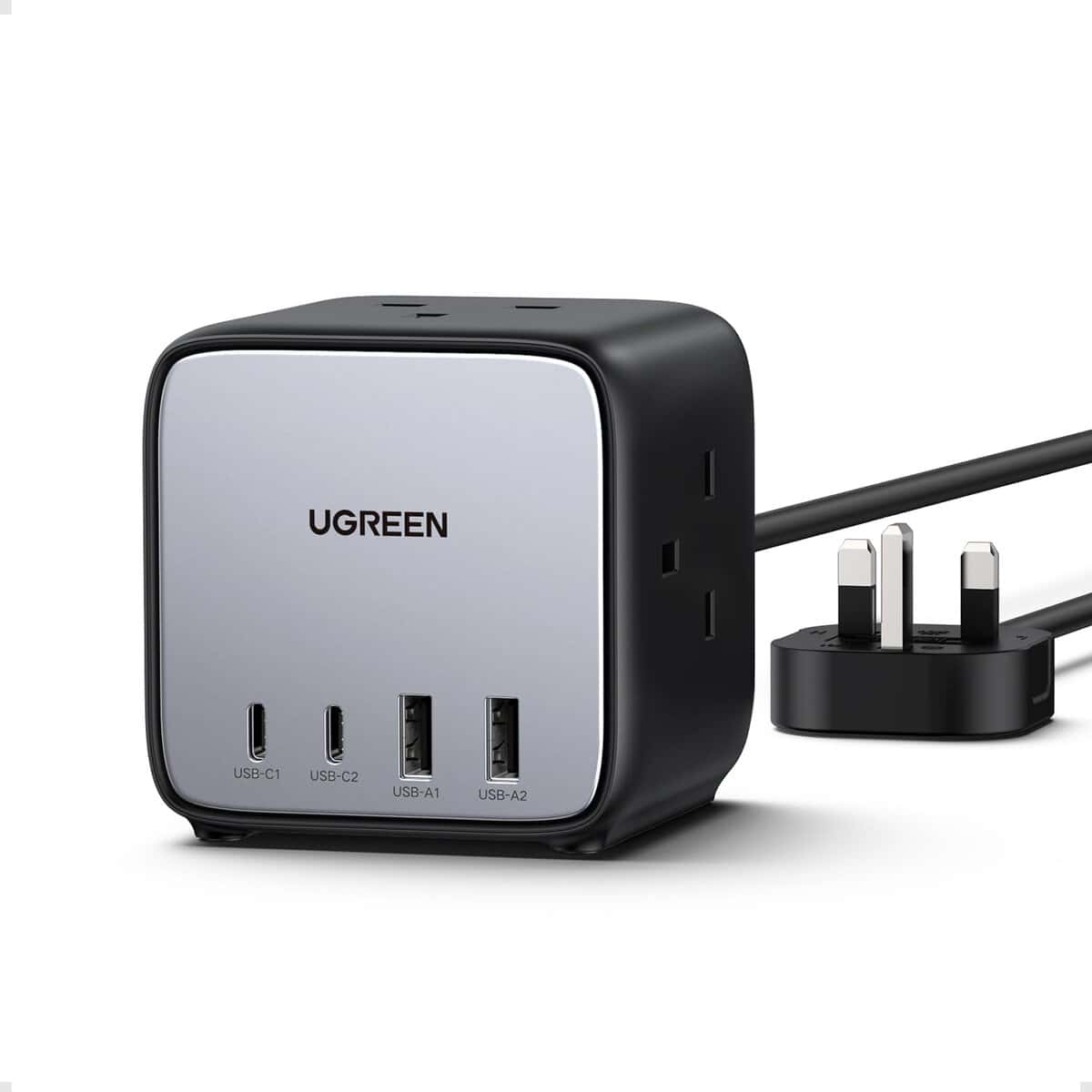 UGREEN Power Strip 65W Extension Lead with USB C Slots Cube Extension Lead 7-in-1 GaN USB C Charger with 3 Way Multi Plug Extension Socket 1.8M Extension cord PD Fast Charge for MacBook, iPad, iPhone