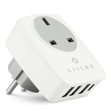 4-in-1 EU Adapter – High-performance European Plug with 3 USB Ports & 1 USB Type C – Essential Travel Accessories.