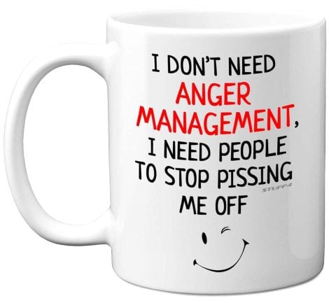 Humorous Presents for Workmates Xmas Ladies Gents, I Require No Temper Control, Just Less Annoyance Coffee Mug, 11oz Ceramic, Dishwasher-Friendly, Friend Partner Gifts Fresh Work