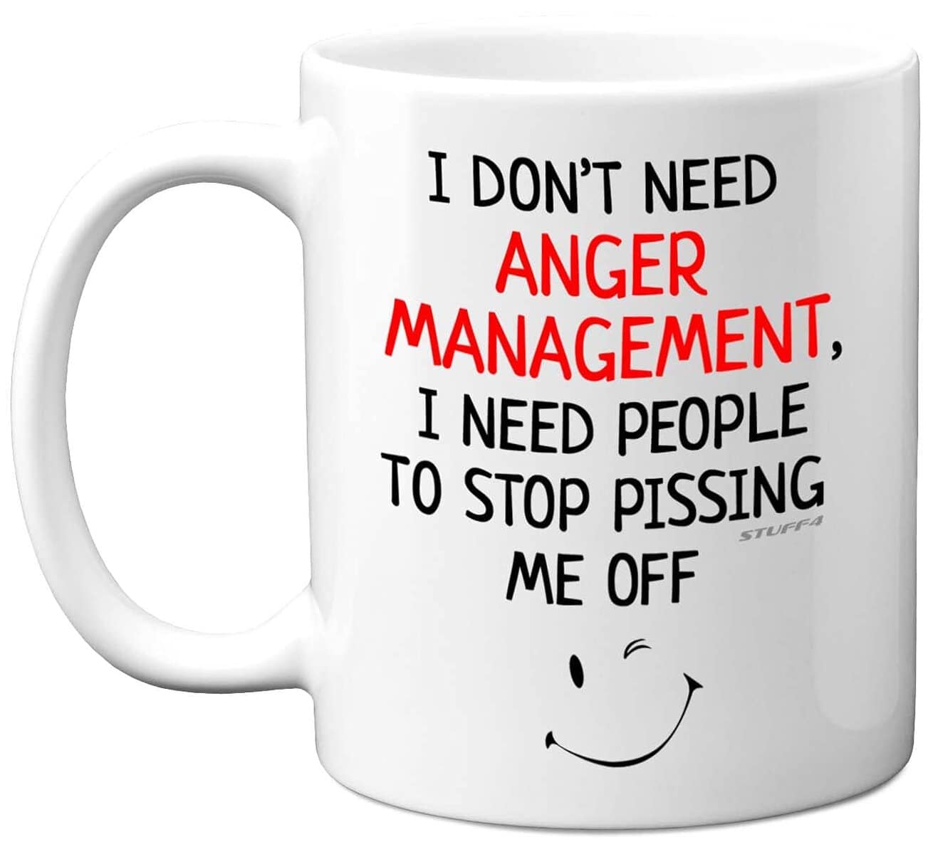 Funny Gifts for Colleagues Christmas Women Men, I Don't Need Anger Management I Need People to Stop P***ing Me Off Coffee Mug Cup, 11oz Ceramic Mugs Dishwasher Safe, Friend Boyfriend Presents New Job