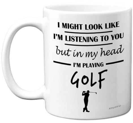 Christmas Golf Gifts for Men – “In My Mind I’m Playing Golf” Mug – Hilarious Golf Presents,Ideal for Golfing Enthusiasts,11oz Ceramic Dishwasher Safe High-Quality Mugs