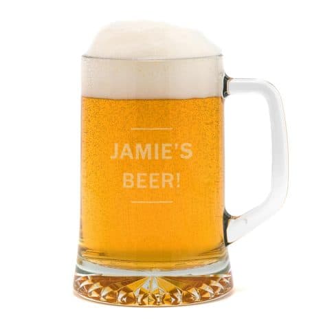 Customised beer mug/pint glass, beer presents for males (dad), customised gifts for his anniversary (partner, son, brother).