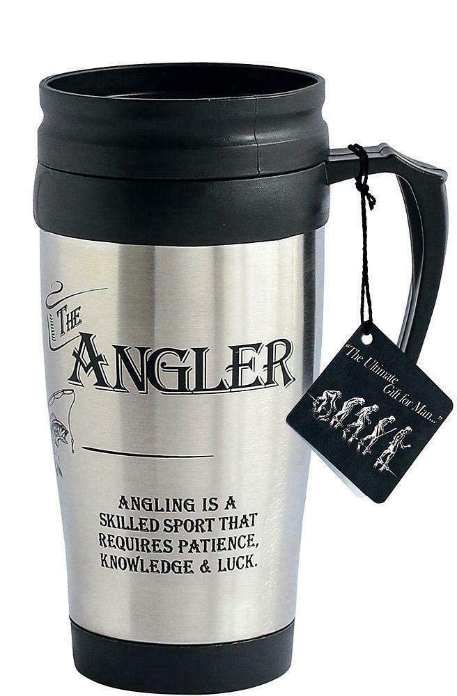 Arora Ultimate Gift for Man 8843 Angler Fishing Travel Mug, Stainless Steel, Metallic, 400 milliliters