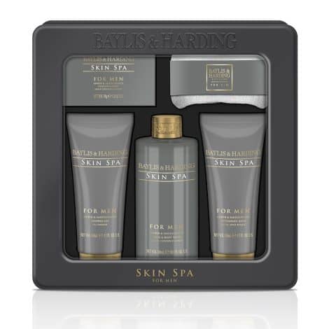 Baylis & Harding Skin Spa Noir Grooming Gift Tin – Transforming Treatments for Men in Sleek Packaging.