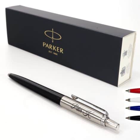 Customise your very own Parker Jotter Pen with engraved personalisation, presented in a stylish gift box.