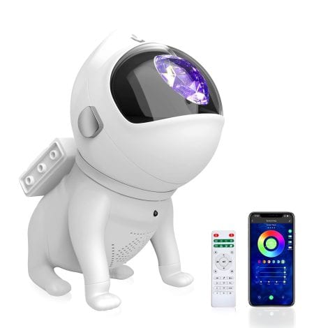 Bazcuka Astronaut Projector Night Light with Bluetooth Speaker, Timer, and Colorful Music, perfect as a Christmas gift.