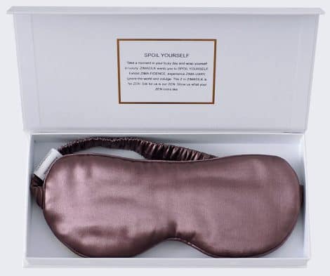 ZIMASILK 100% 22 Momme Pure Mulberry Silk Sleep Mask, with Silk Wrap Strap – Plush and Cozy Sleep Eye Mask in Gray Purple.