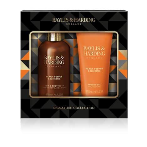 Baylis & Harding Black Pepper & Ginseng Luxury Bathing Gift Set for Men (Pack of 1) – Suitable for vegans.