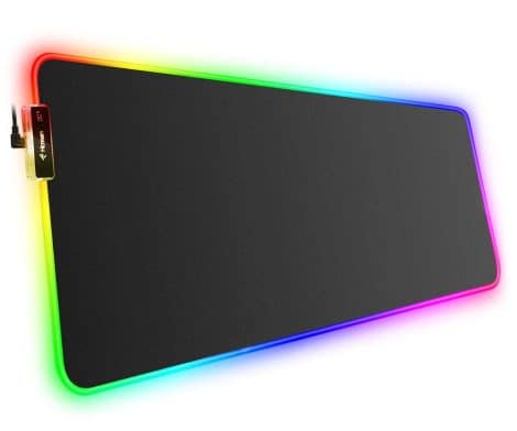 Hcman RGB Gaming Mouse Mat Pad Large Thick (800×300×4mm) XXXL Extended Led Mousepad with Non-Slip Rubber Base – Black