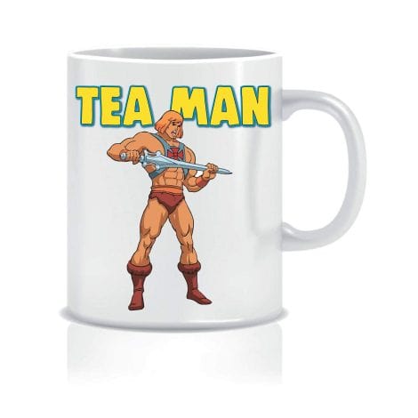 Cheeky Chops Mug Tea Man, a humorous ceramic novelty gift, is a parody of the character He Man.