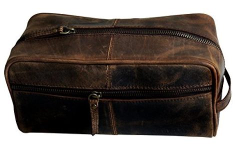 Waterproof Dopp Kit: High-quality Leather Toiletry Bag for Men and Women, Ideal for Travel and Gifting.