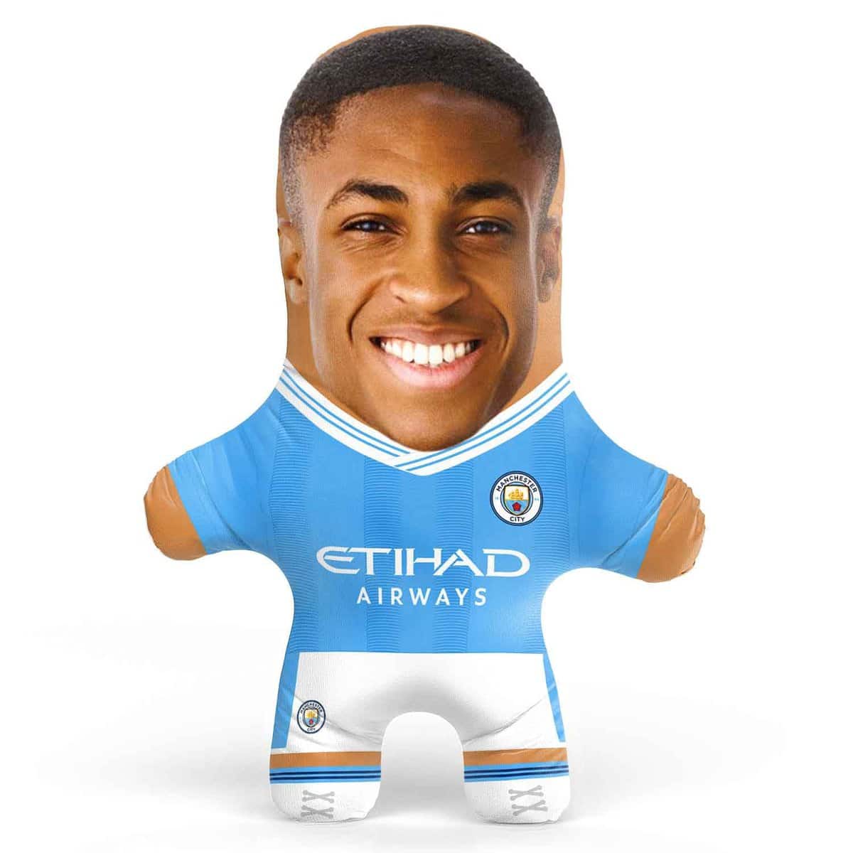 Snugzy Official Man City Mini Me Doll | Personalised Man City Cushion | Man City Gifts | Man City Football Cushion | Manchester City Gifts Featuring Your Photo