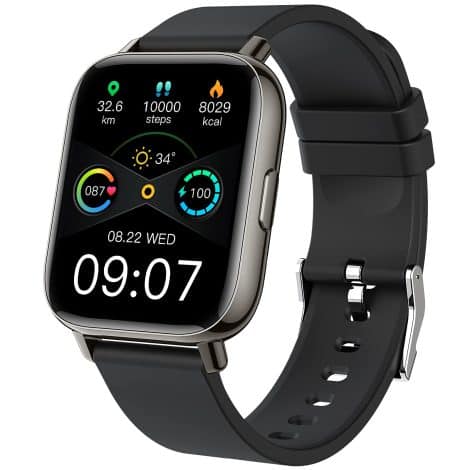 2021 Smart Watch with 1.69″ Touch Screen, Heart Rate/Sleep Monitor, IP68 Waterproof, 24 Modes, Pedometer, for Android/iOS.