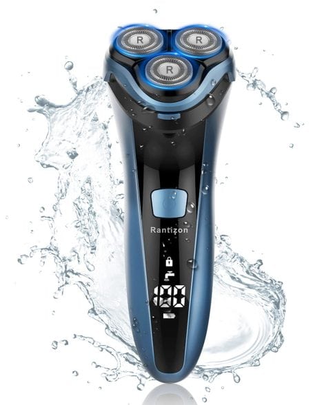 Electric razors for men that can be used in wet or dry conditions. They are rechargeable, cordless, and waterproof. They are suitable for worldwide use and have an LCD display and travel lock feature.