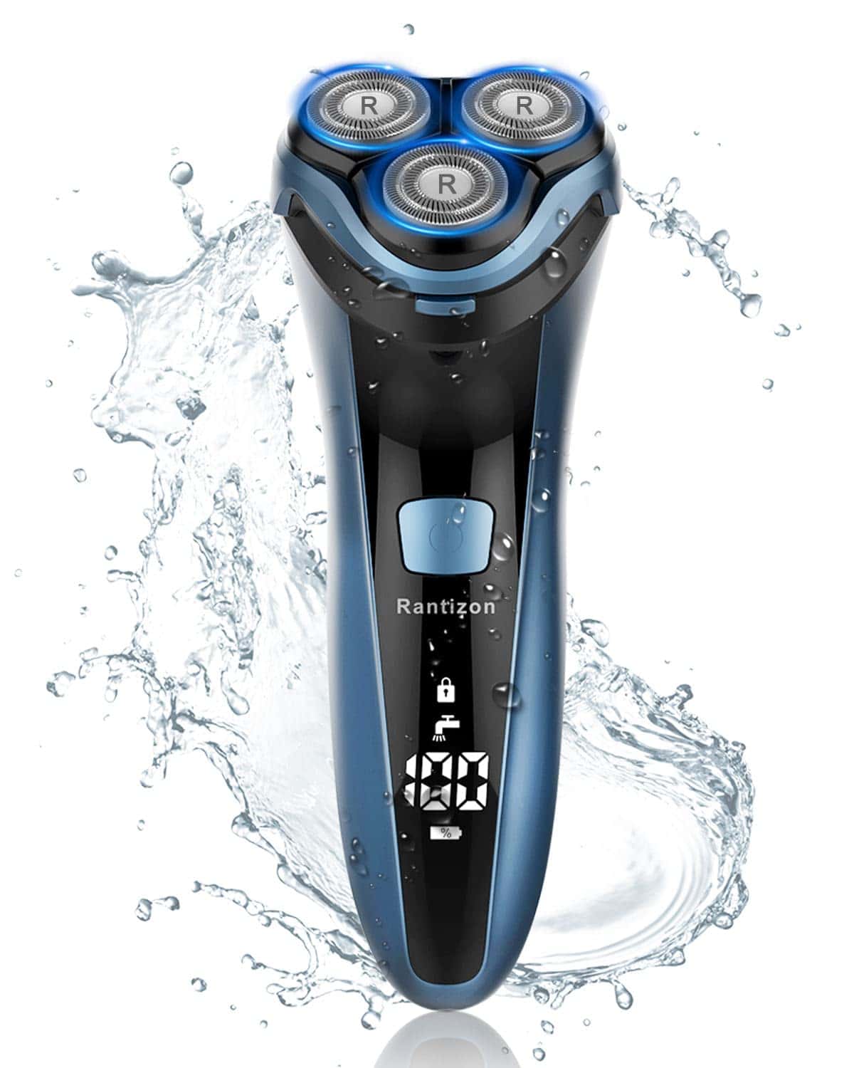 Electric Shavers Men-Wet and Dry Rechargeable Mens Rotary Razor with Pop-up Trimmer Cordless IPX7 Waterproof, 100-240V Worldwide Universal Shaver for Men with LCD Display & Travel Lock