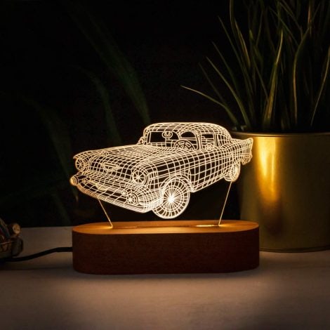 Hediye Sepeti’s Premium Car 3D Night Light Gift: A Stylish 3D Illusion Lamp for Classic Car Enthusiasts. (Dimensions: 8.5″ x 5.5″ x 1.25″)