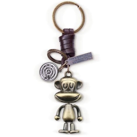 AuPra Monkey Keyring Gift – a humorous and playful leather keychain for both men and women.