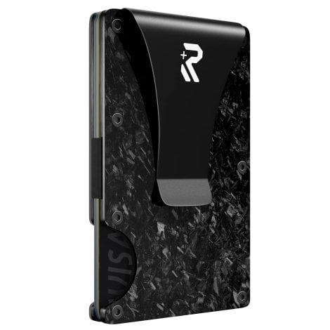 RealPlus Carbon Fibre Wallet, RFID Blocking Card Holder for Gents, Slim Money Clip- Ideal Gifts for Dads, Partners (Dark Wave).