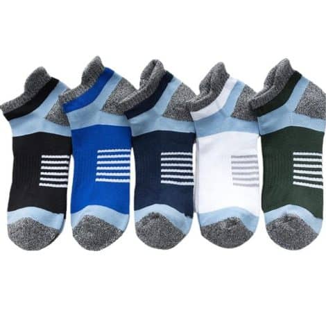 Men and women’s walking socks with a low cut design, suitable for UK sizes 4-8. Features include blister resistance, breathability, and comfort. Additional benefits include terry cushioning, arch support, moisture-wicking properties, and suitability for outdoor activities such as sports, hiking, athletics, running, trekking, and camping.