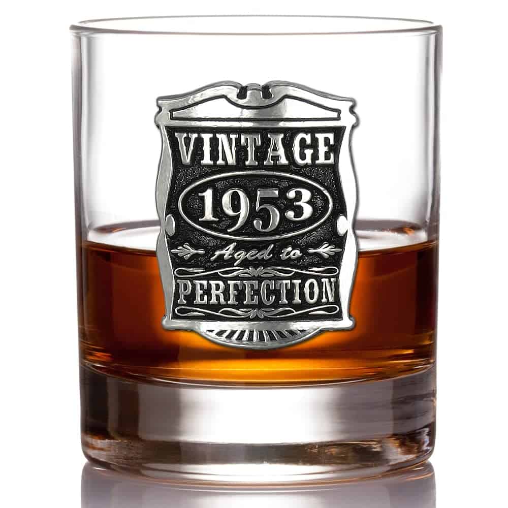 English Pewter Company Vintage Years 1953 70th Birthday or Anniversary Whisky Glass Tumbler - Unique Gift Idea for Men [VIN001]