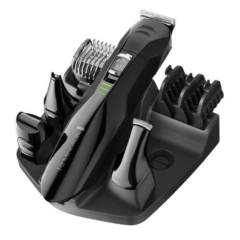 Remington’s PG6020 Black All-Inclusive Grooming Set – Trimmer for Facial Hair, Hair Clipper, Nose & Ear Trimmer, and Mini Shaver.