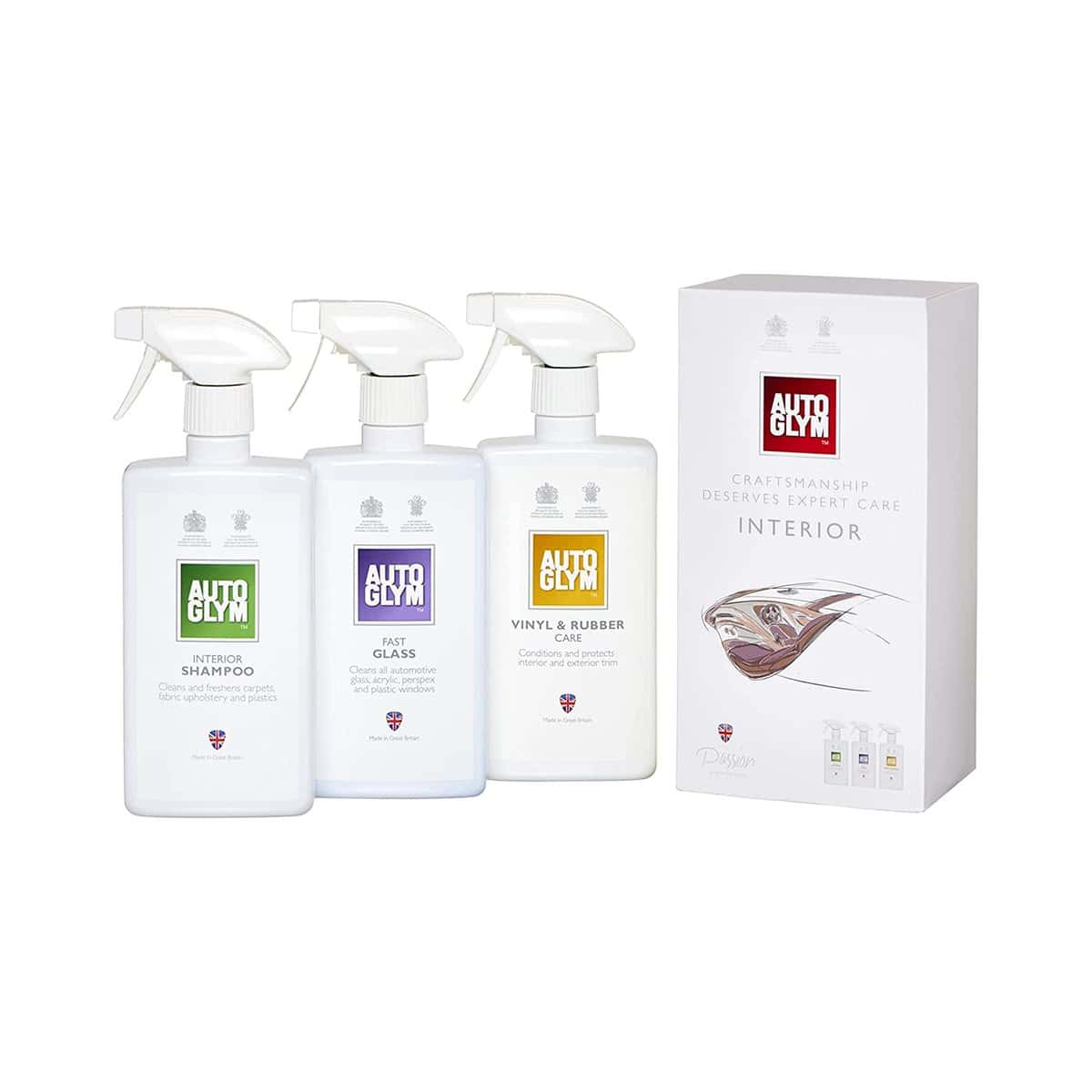 Autoglym The Collection - Perfect Interiors -- The Ideal Car Cleaning Kit That Includes Interior Shampoo, Fast Glass, and Vinyl & Rubber Care