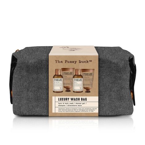 Baylis & Harding’s Men’s Luxury Wash Bag Gift Set, featuring The Fuzzy Duck Bergamot, Hemp & Sandalwood – Vegan Friendly.