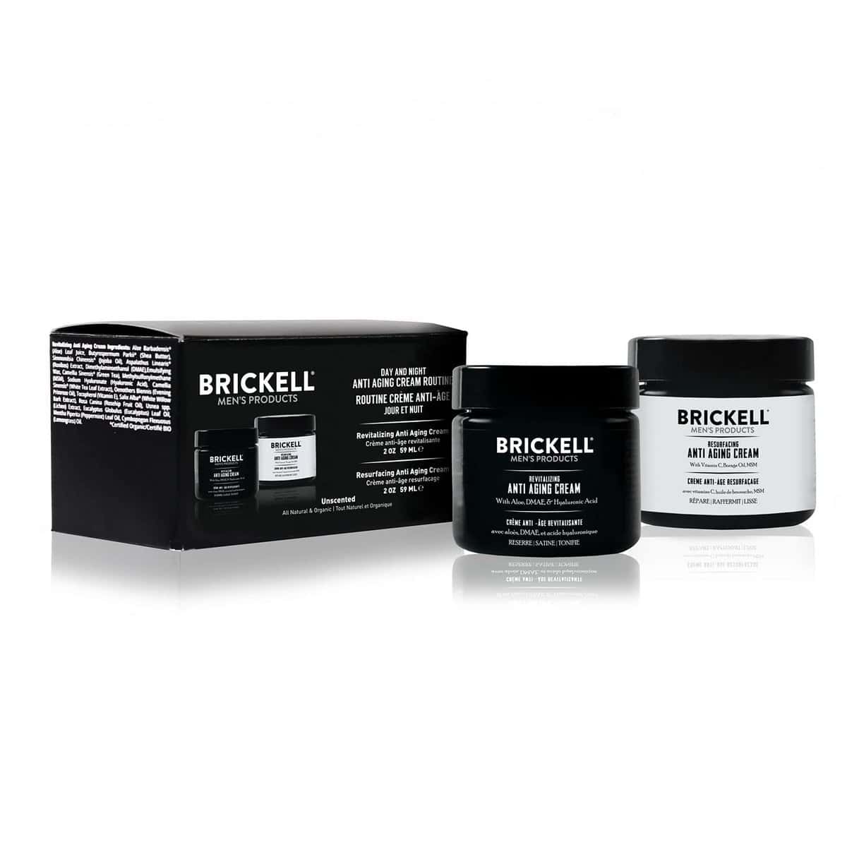 Brickell Men's Day and Night Anti Aging Cream Routine, Natural and Organic, Unscented