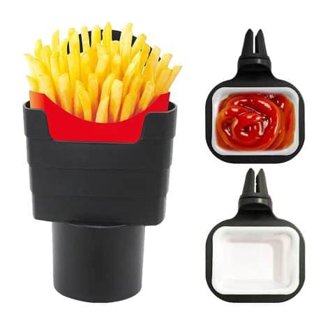 ACHANFLY 2 Pieces Car Sauce Holder with French Fry Cup Holder for Car Sauce Enthusiasts.