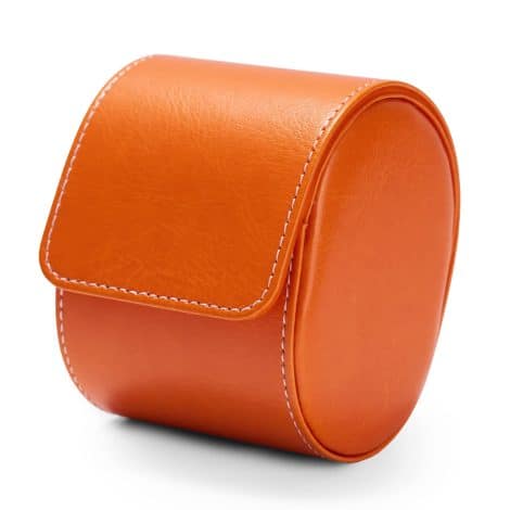 Oirlv Leather Watch Storage Box Travel Jewellery Case Single Watch Holder Watch Present Box for Men and Women (Orange).