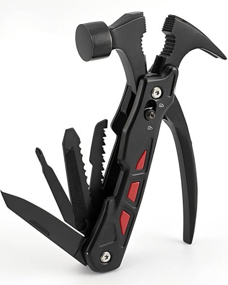 Victoper Men Gifts Hammer Multi Tool 12 in 1, a compact multitool gift for fathers and males, ideal for camping and survival.