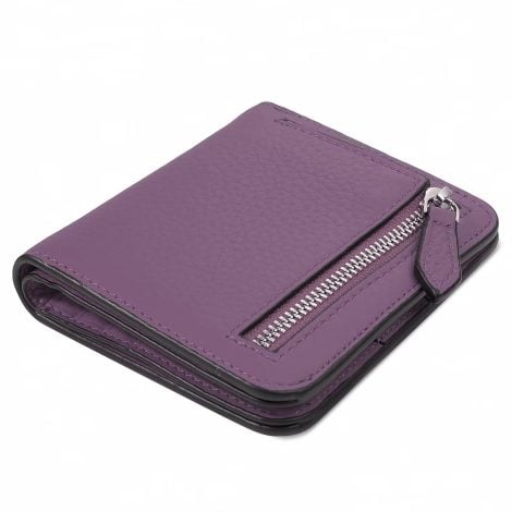 GADIEMKENSD Compact Violet Wallet for Ladies, with RFID Blocking, Soft Leather, Zippered Coin Pocket, for Travel.