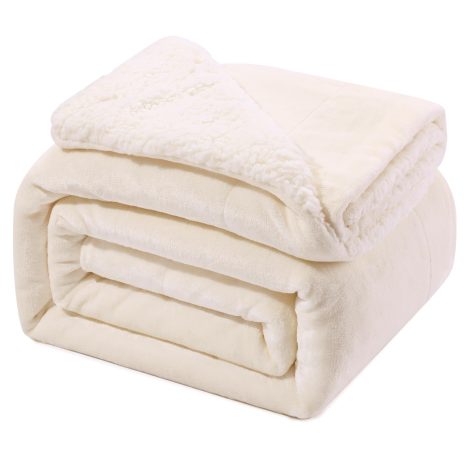 KANKAEU Sherpa Fleece Blanket: 550GSM Cosy, Thick Throw, 130×160 cm, Winter Sofa/Bed Warm Fluffy Blanket, Christmas Fashion Gift.