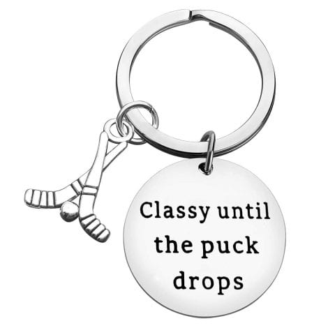 Ice Hockey Keychain Presents for Hockey Coach or Player’s Keyring, Valentines Xmas Bday Gift for Son, Daughter, Teen, Male, Female, Fellow Team Ice Hockey Players