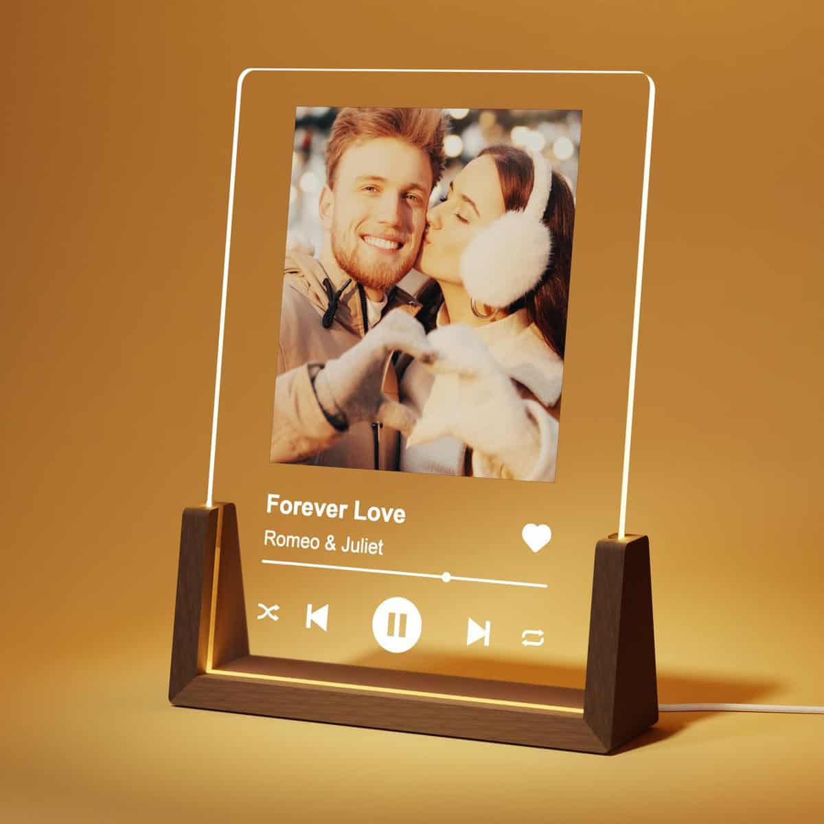 LUCKOR Birthday Gifts for Her and Him - Personalised Photo Frames - Scannable Spotify Engraved Night Light, Romantic Gifts for Girlfriends, Original Christmas Anniversary Memorial Gift for Boyfriends