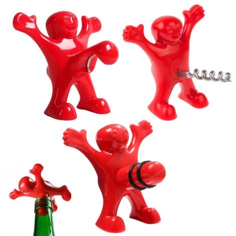 Funny Wine Opener Set – Happy Gentleman Bottle Opener, Quirky Corkscrew, and Unique Beer Opener.