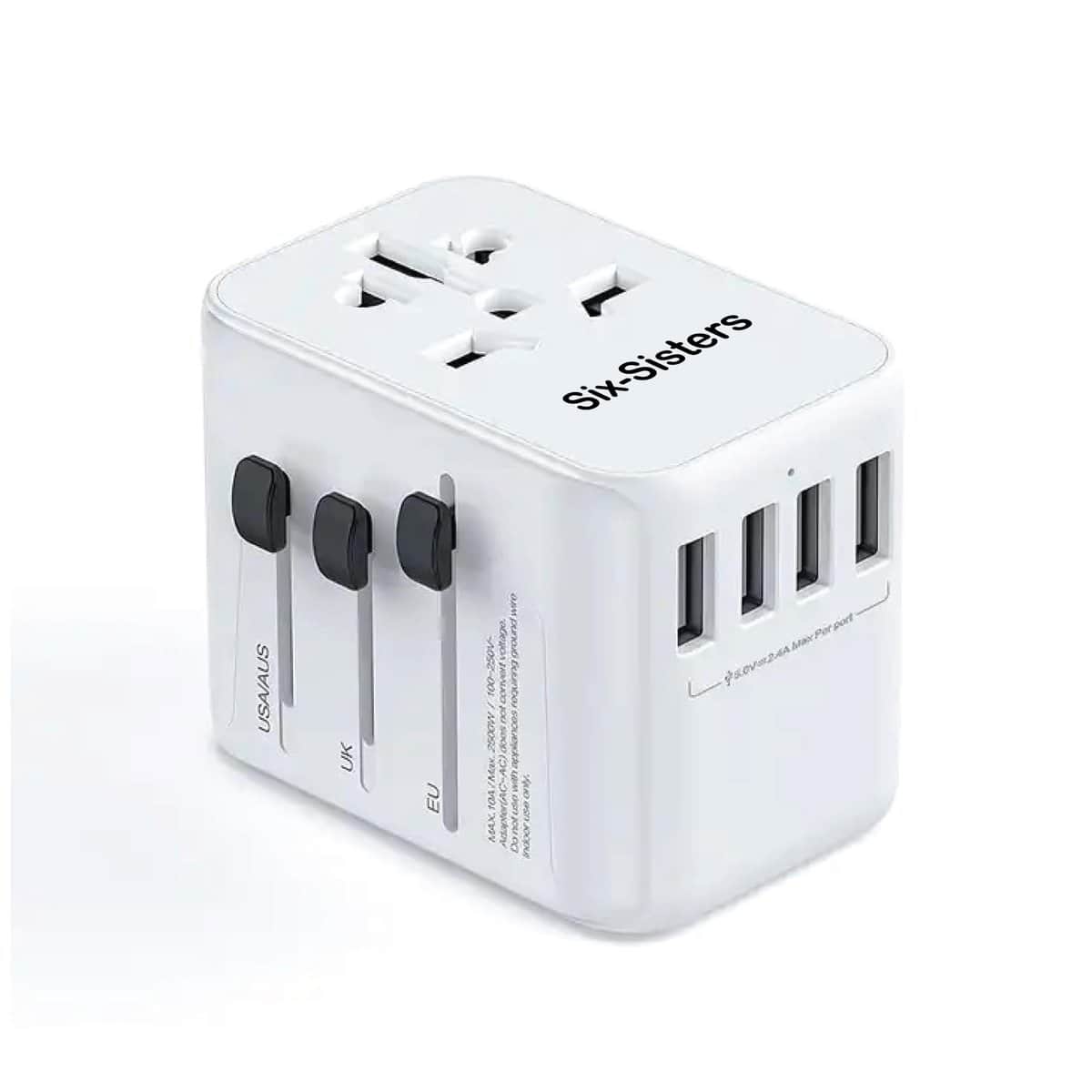 Worldwide Travel Adaptor, Six-Sisters International Travel Plug Adaptor with 4 USB and 1 AC Socket, All In One Universal Travel Adapter US AU UK EU Universal Power Plug Adaptor