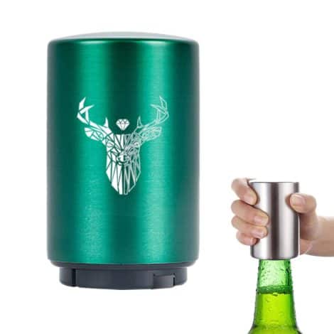 Green Flower Push Down Bottle Opener, Magnetic Cap OpenerNovelty Beer Tool, Kitchen Accessory, Unique Gift for Men.