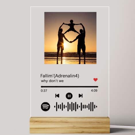 Spotify Music Code Custom Night Light featuring a Personal Photo and Song or Artist Name. Spotify Glass Art Lamp Music Plaque Album Cover, Ideal for Partner or Parents.